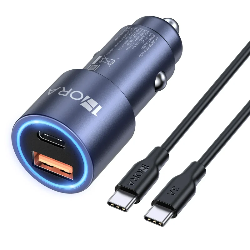 1hora gar241 38w fast car charger with c port abs pc material