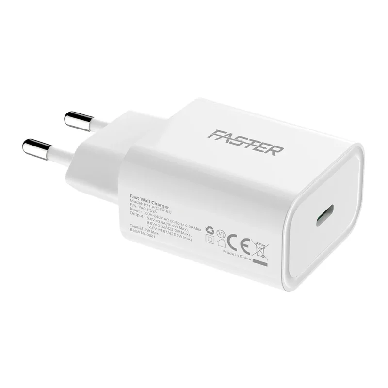 25w pd fast charger adapter eu type c