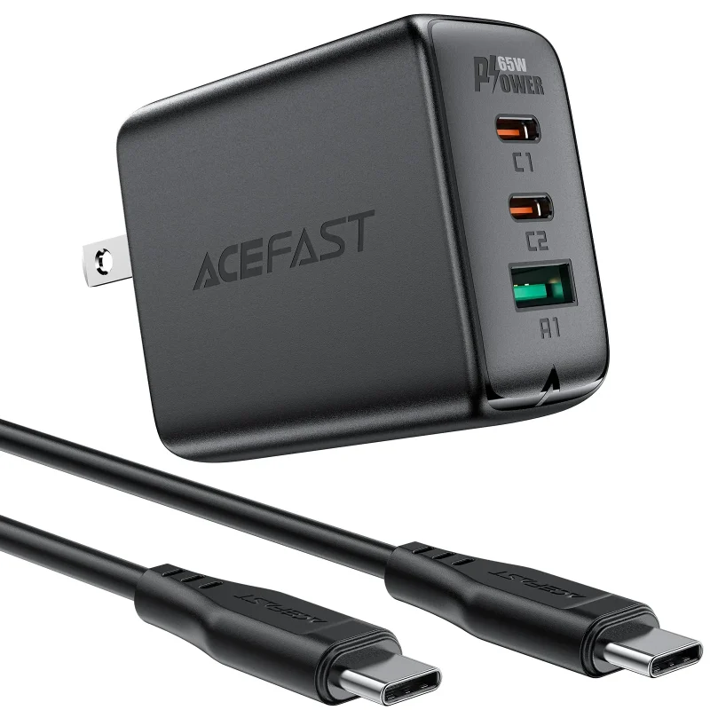 acefast 65w gan fast charger black