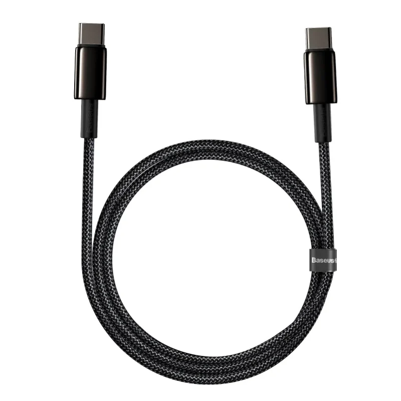 baseus 100w tungsten gold type c fast charger cable 1m black