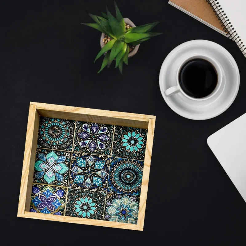 colorful floral art tray