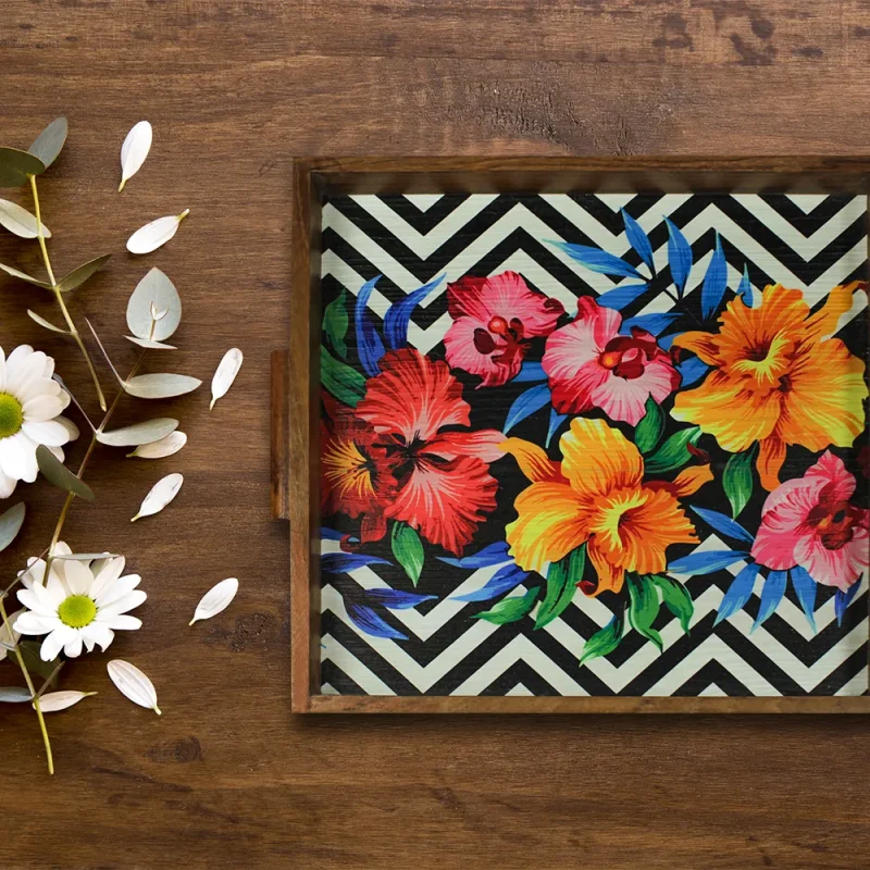 eco friendly floral serving tray