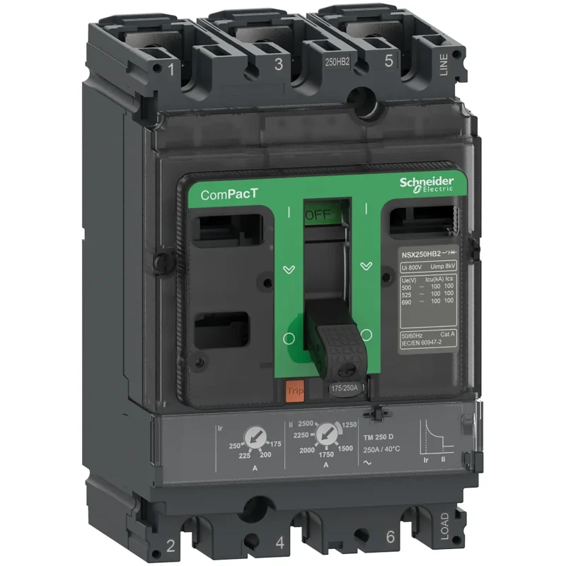 schneider nsx250h 3 pole circuit breaker 70 ka high performance protection