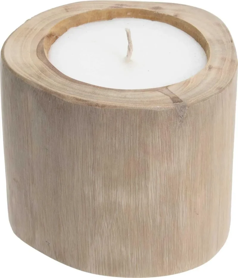 teak wood bowl candle 11cm natural scented candle