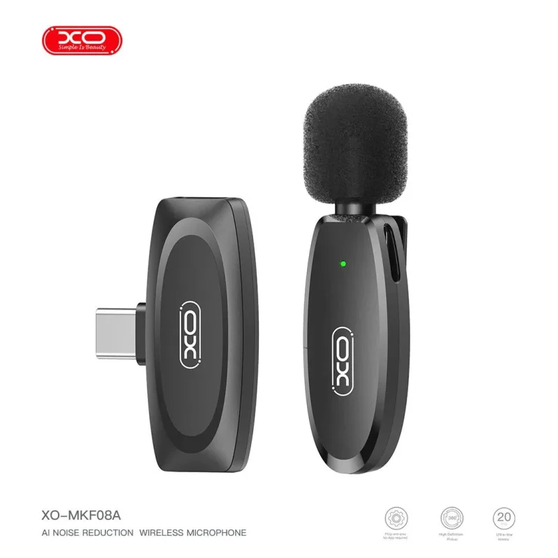 xo mkf08a wireless collar mic for type c phones lightweight wireless microphone